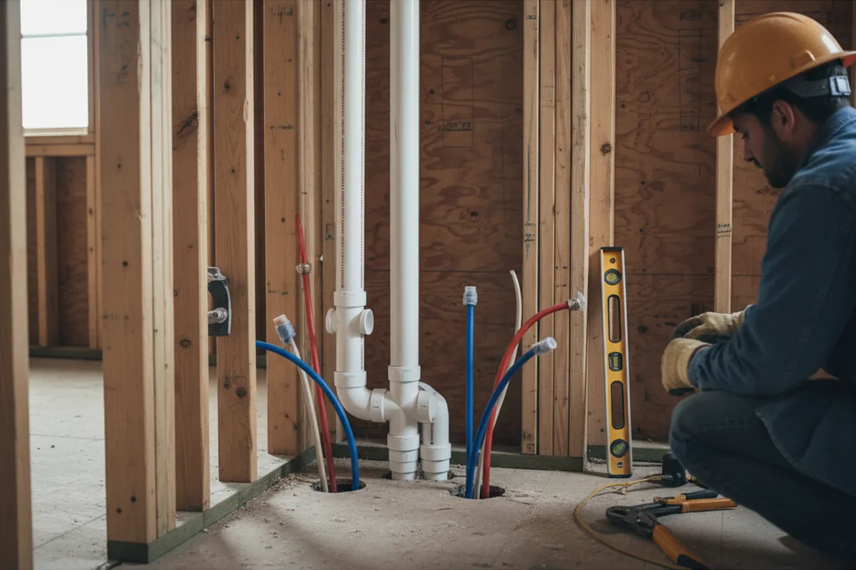 Drain and supply rough-in during Sump Pump Repair in Clear Lake